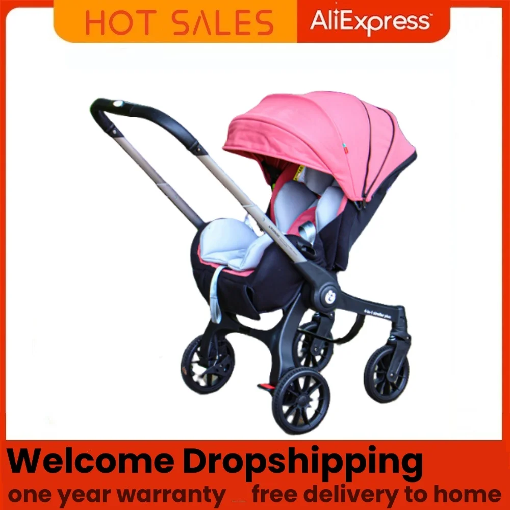 4-in-1 Lightweight Baby Stroller for Newborns, Foldable Travel Pram